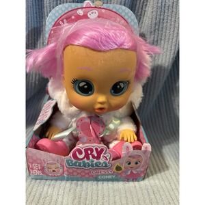 NEW Cry Babies Dressy Coney Interactive Baby Doll Pink Hair Bunny Themed Hoodie